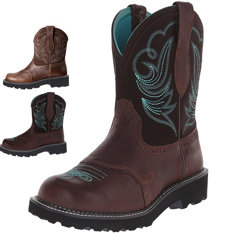 Ethnic Fabric - Stivali da cowboy ricamati per uomo