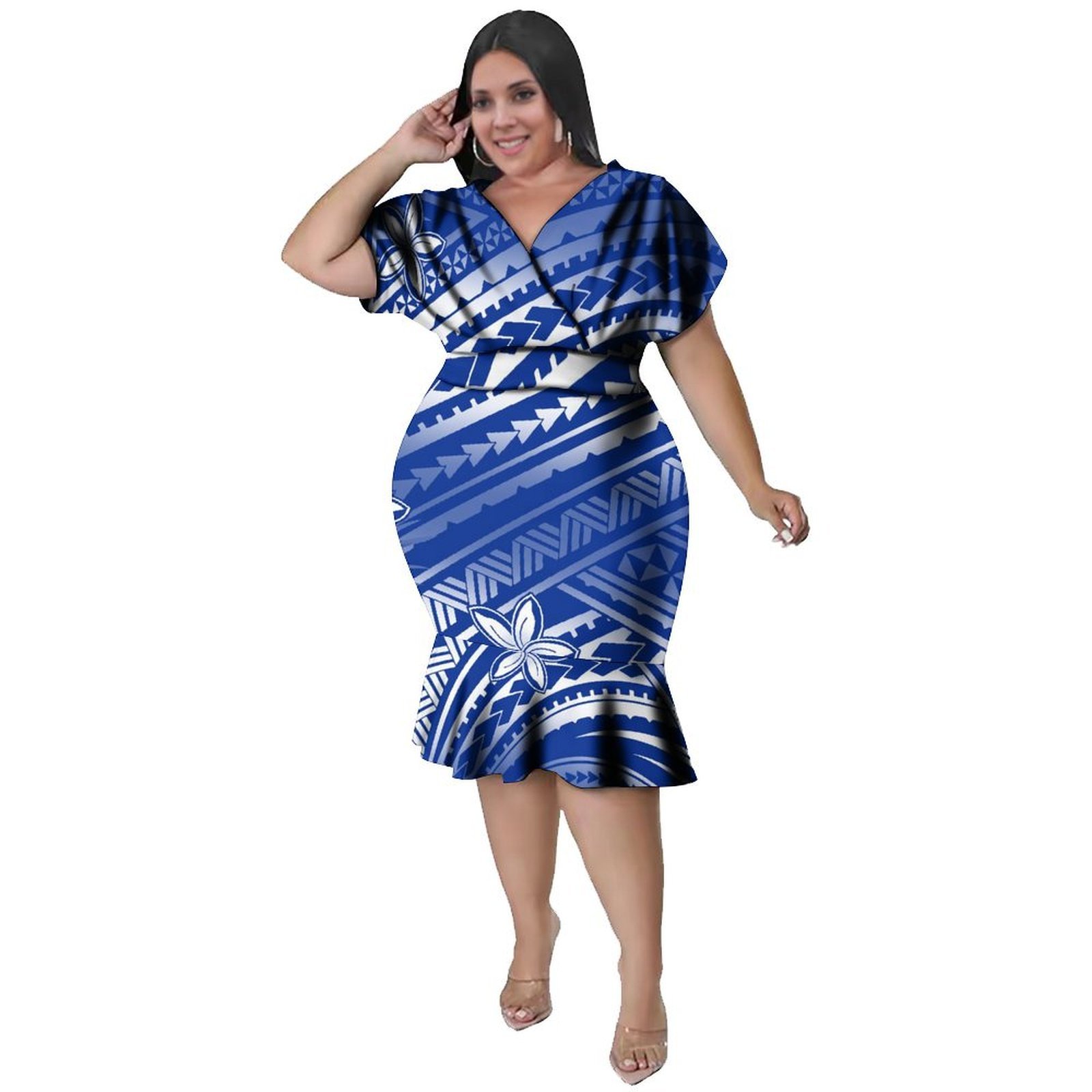 Ethnic Fabric - Abito Aderente da Donna con Scollo