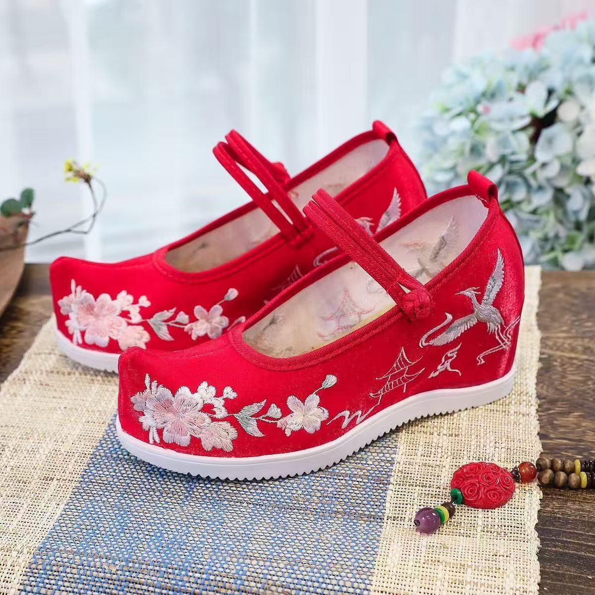 Ethnic Fabric - Scarpe da donna ricamate interne maggiorate