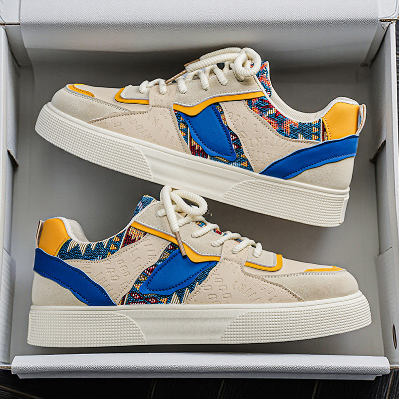 Fashion Ethnic Wear For Men - Sneakers Vintage da Uomo con Patchwork